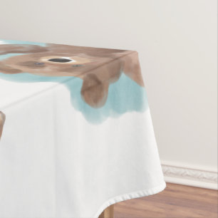 Little Watercolor Bear Cute Animal First Birthday Tablecloth