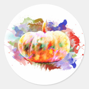 Little Watercolor Pumpkin Halloween Fall Season Classic Round Sticker