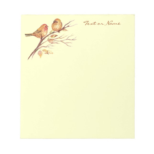 Little Watercolor Sparrow Birds Notepad (Front)