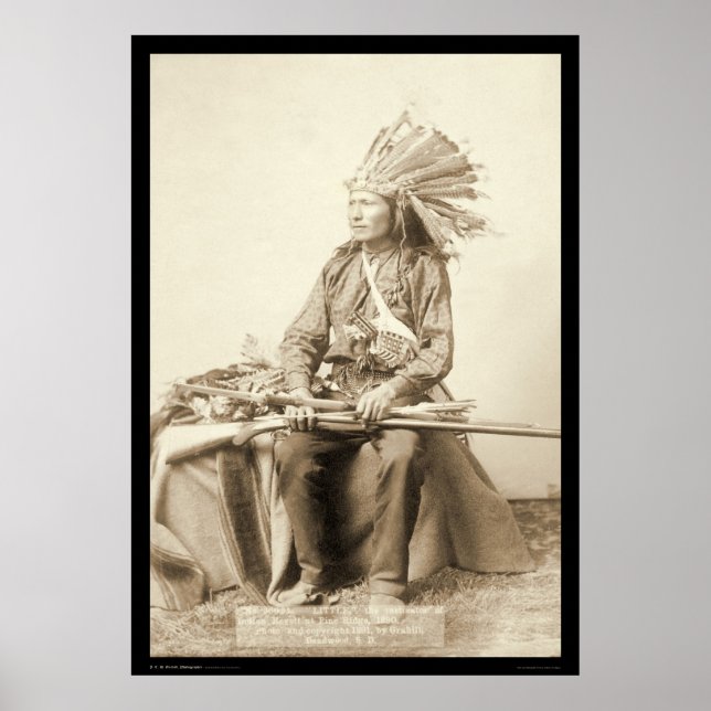 Little, Wearing Headdress at Wounded Knee SD 1890 Poster (Front)