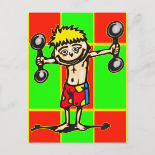Little Weightlifting Boy Postcard