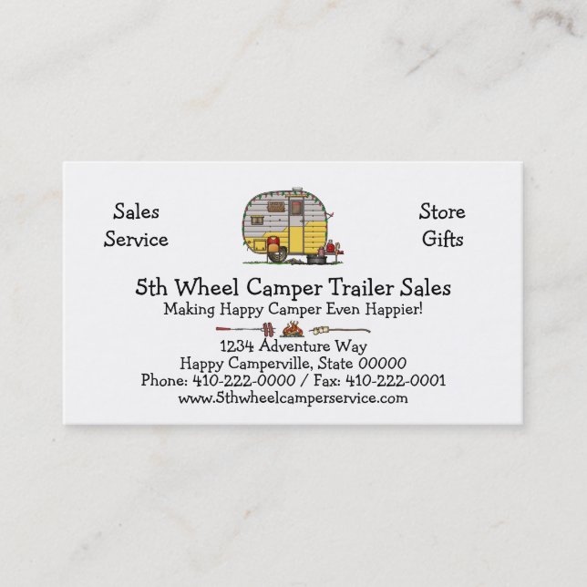 Little Western Camper Trailer M Business Card (Front)