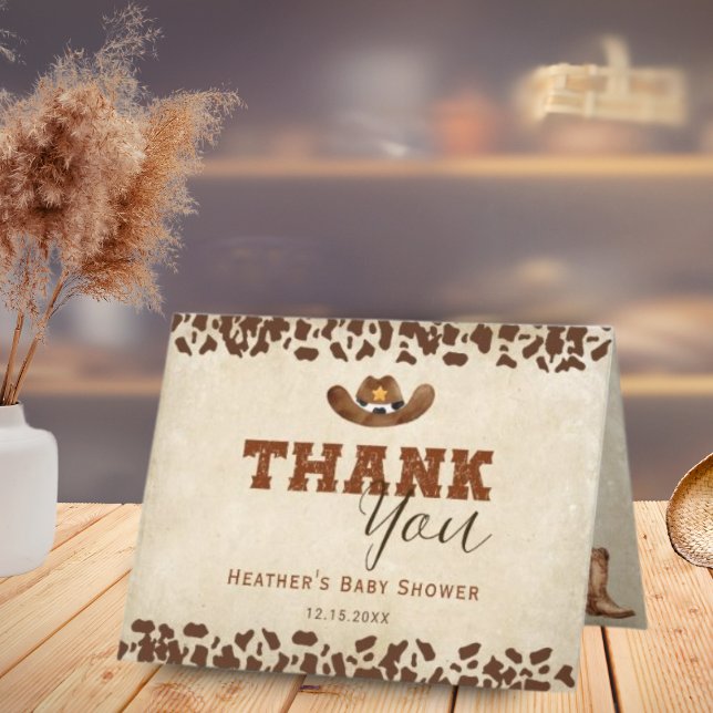 Little Western Cowboy Baby Shower Thank You Card (Creator Uploaded)
