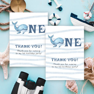 Little Whale 1st Birthday Under The Sea Thank You Card