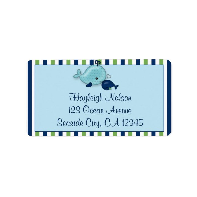 Little Whale Baby Mummy Kiss Address Label (Front)