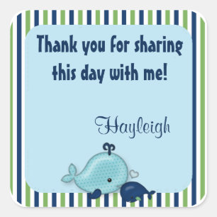 Little Whale Baby Mummy Kiss square sticker