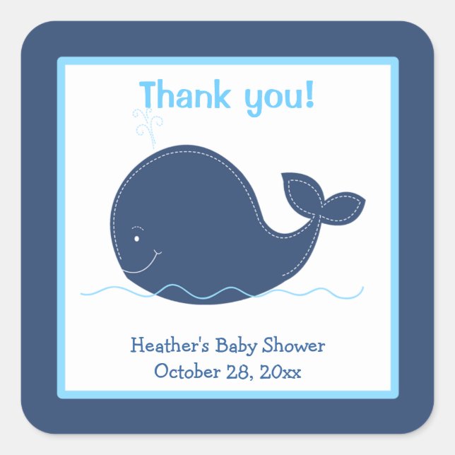 Little Whale Custom Favour Stickers Navy (Front)