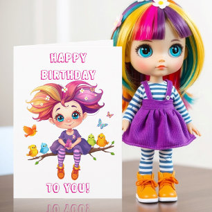 Little Whimsical Elf wth Butterflies and Birds Card