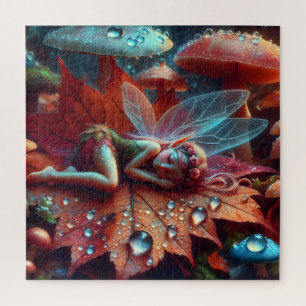Little Whimsical Fairy Sleeping on a Leaf Jigsaw Puzzle