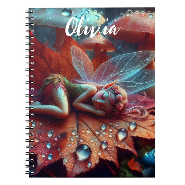 Little Whimsical Fairy Sleeping on a Leaf Notebook (Front)