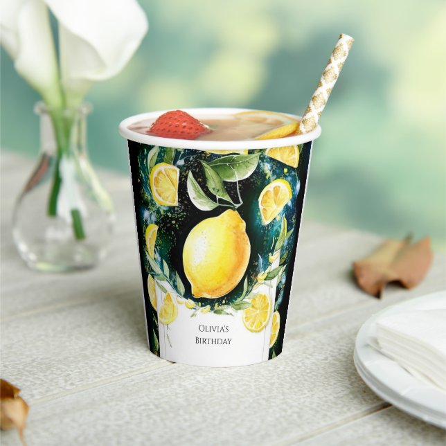 Little Whimsical Lemon Birthday Paper Cups (Insitu)