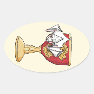 Little White Bat Oval Sticker
