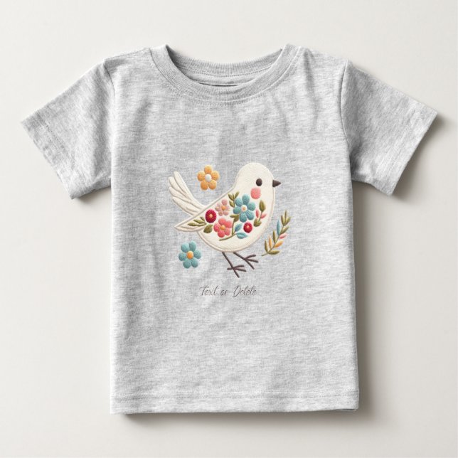 Little White Bird Floral Baby T-Shirt (Front)
