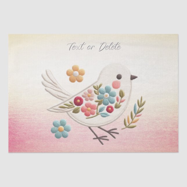 Little White Bird Floral Tissue Paper (Front)