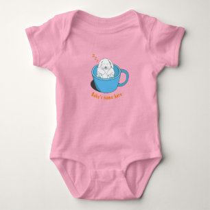 Little White bunny sleeping in the coffee  cup Baby Bodysuit