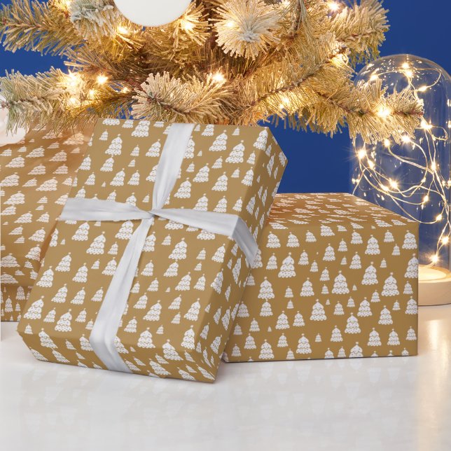 Little White Christmas Trees Wrapping Paper (Holidays)