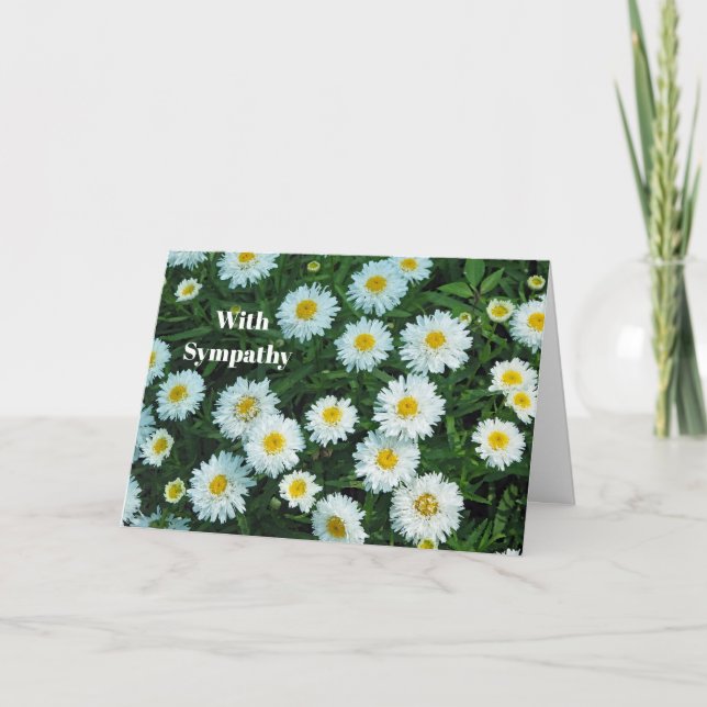 Little White Daisies Floral Photo Sympathy Card (Front)