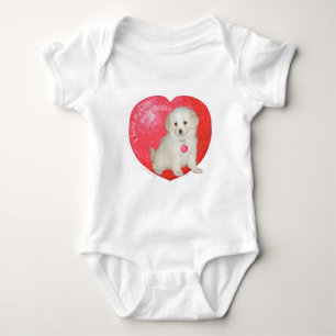Little White Dog Rescue Valentine Baby Bodysuit