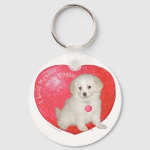 Little White Dog Rescue Valentine Key Ring