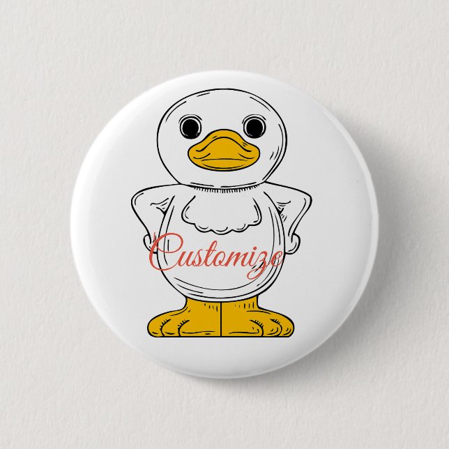 Little White Duck Standing Thunder_Cove 6 Cm Round Badge (Front)