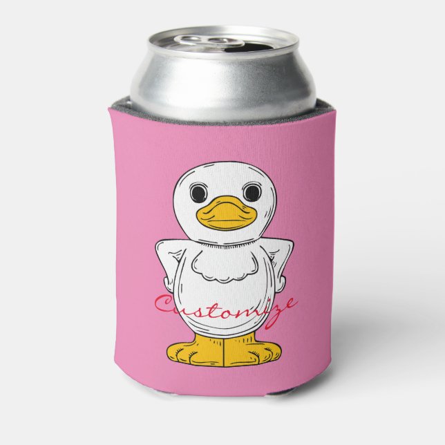Little White Duck Standing Thunder_Cove Can Cooler (Can Back)