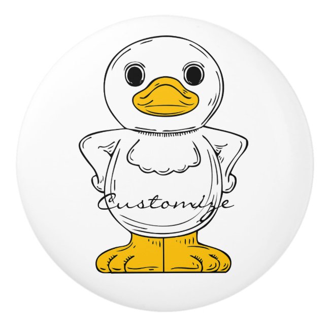 Little White Duck Standing Thunder_Cove Ceramic Knob (Front)