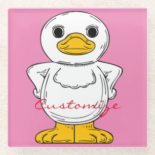 Little White Duck Standing Thunder_Cove Glass Coaster