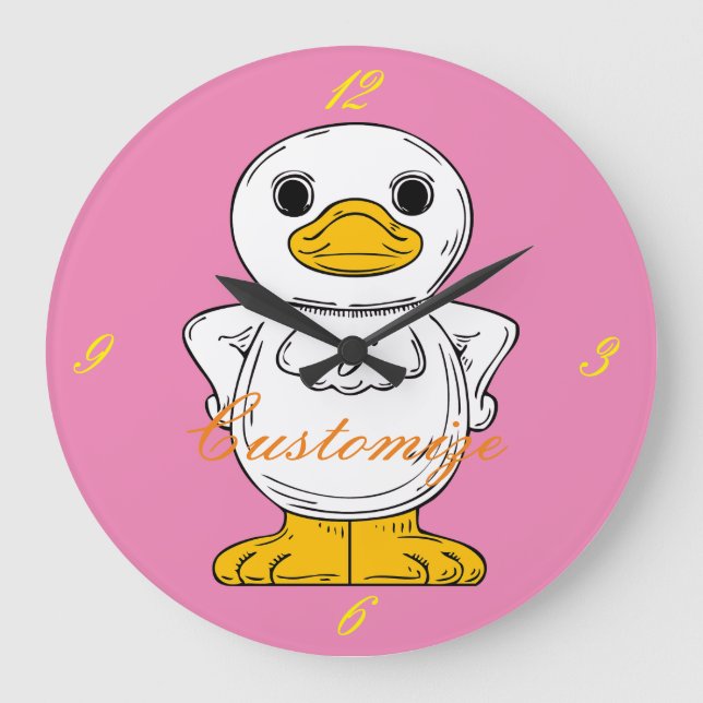 Little White Duck Standing Thunder_Cove Large Clock (Front)
