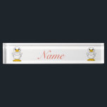 Little White Duck Standing Thunder_Cove Nameplate<br><div class="desc">Cute baby duck looking like it is saying "Well?,  What's up?" customize and change background color.,  personalize by changing to your name</div>