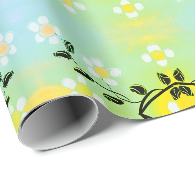 Little White Flowered Paper Gift Wrap (Roll Corner)