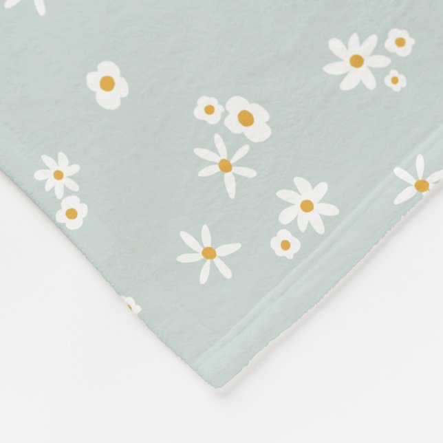 Little White Flowers on blue - seamless pattern. Fleece Blanket (Corner)