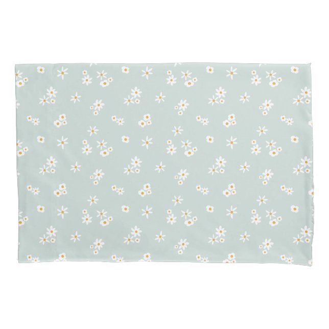 Little White Flowers on blue - seamless pattern. Pillowcase (Front)