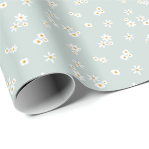 Little White Flowers on blue - seamless pattern. Wrapping Paper
