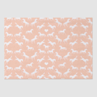 Little White Horses on Peach Wrapping Paper