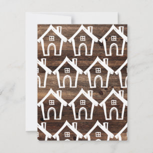 Little White Houses on Brown Wood We Moved Card