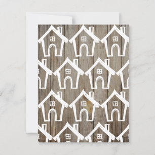 Little White Houses on Brown Wood We Moved Card
