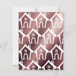 Little White Houses on Rose Gold New Address Card