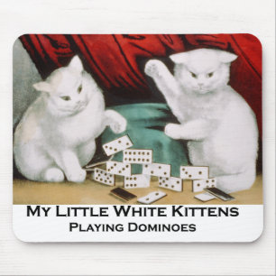 Little White Kittens Playing Dominoes Mouse Pad
