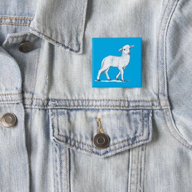 Little White Lamb 15 Cm Square Badge (In Situ)