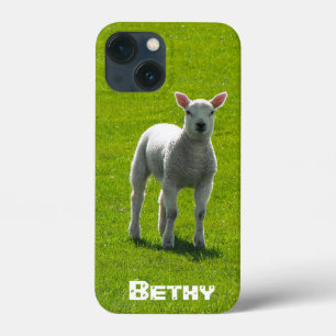Little White Lamb and your name iPhone 13 Mini Case