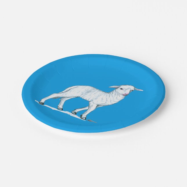 Little White Lamb Paper Plate (Angled)