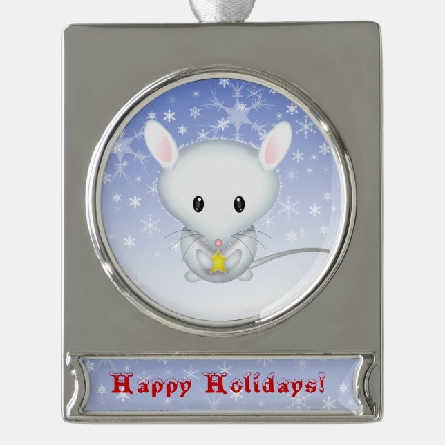 Little White Mouse Christmas Ornament (Front)