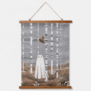 Little White Mushrooms Hanging Tapestry