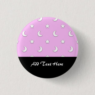 Little White Stars and Moons on Pink 3 Cm Round Badge