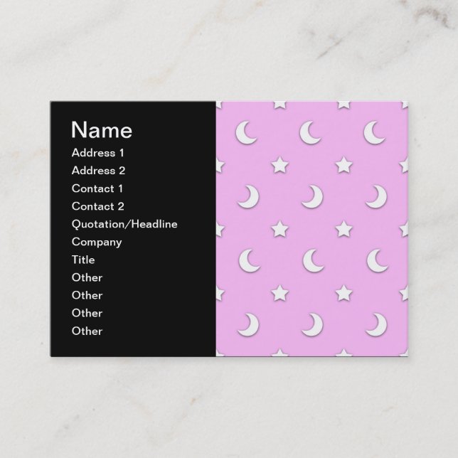 Little White Stars and Moons on Pink Business Card (Front)
