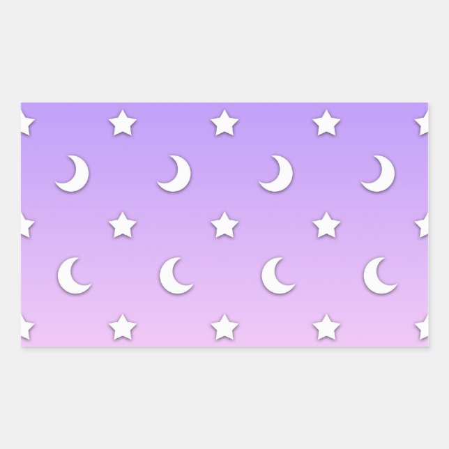 Little White Stars and Moons Pattern Rectangular Sticker (Front)