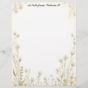 Little White Wildflowers Country Custom Letterhead