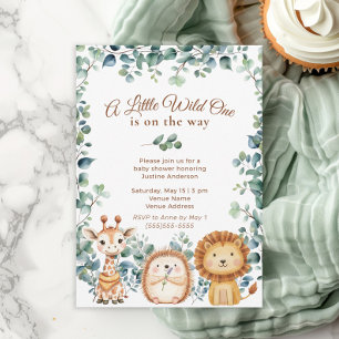 Little Wild One Animals Boy Girl Baby Shower  Invitation