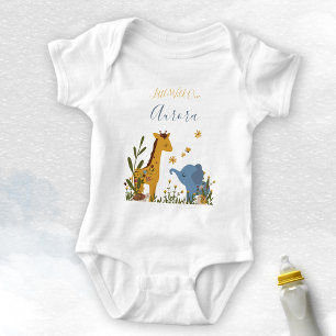 Little Wild One Cute Baby Animals Elephant Bodysuit