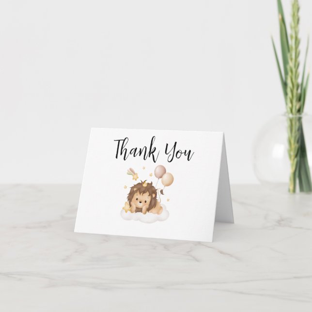 Little Wild One Cute Baby Shower Thank You Card (Front)